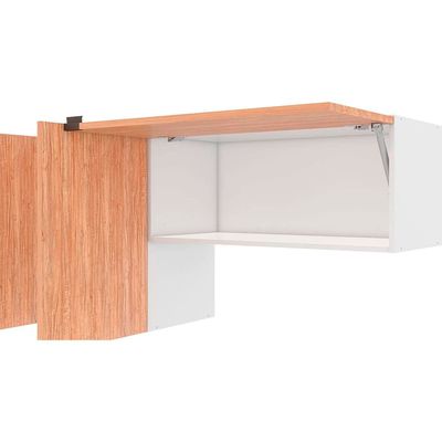 Cozinha Completa Bartira Joy com 11 Portas 2 Gavetas 5 Prateleiras e Nicho para Micro-ondas 244,5cm Branco com Damasco