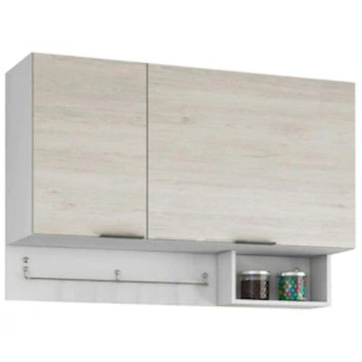 Cozinha Completa Bartira Rubi com 6 Portas, 3 Gavetas e 3 Prateleiras Branco com Freixo