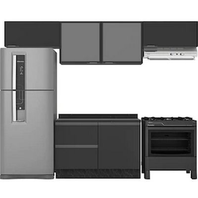 Cozinha Completa Linea com 5 Portas 3 Gavetas e 2 Prateleiras Bartira Grafite