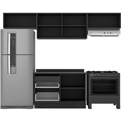 Cozinha Completa Linea com 5 Portas 3 Gavetas e 2 Prateleiras Bartira Grafite