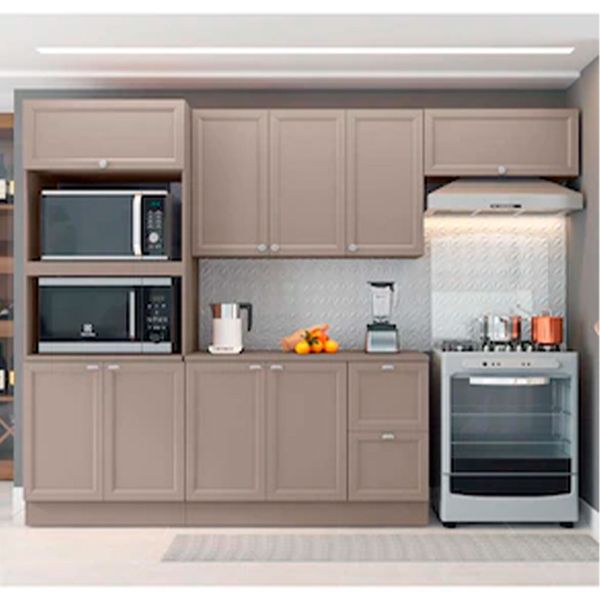 Cozinha Completa Unna com 9 Portas, 2 Gavetas e 3 Prateleiras 270cm de largura Poliman n/a