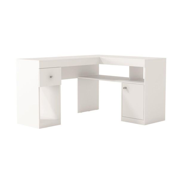 Mesa para Computador de Canto Caemmun Nilo com 1 Porta e 1 Gaveta Branco Mesa para Computador de Canto Caemmun Nilo com 1 Porta e 1 Gaveta Branco