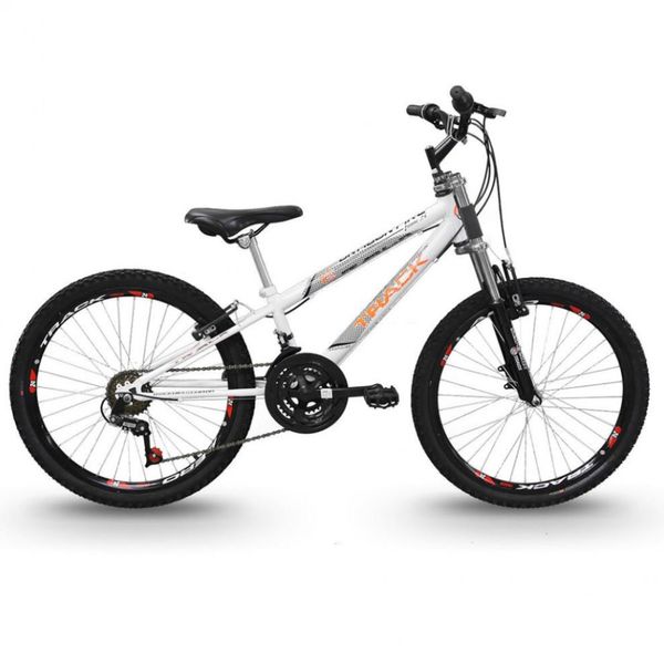 Bicicleta Aro 24 Track Bikes Dragon Fire com 18 Marchas e Suspensão Dianteira Branco Bicicleta Aro 24 Track Bikes Dragon Fire com 18 Marchas e Suspensão Dianteira Branco