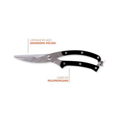 Tesoura Trinchante para Cozinha Brinox 10 Polegadas Aço Inox Preto com Inox