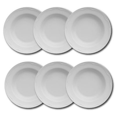Conjunto de Pratos Fundos Germer Cottage em Porcelana  6 Peças Branco