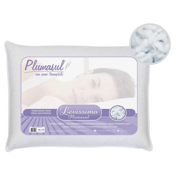 Travesseiro Plumasul Fibras Siliconizadas 180 Fios 50 x 70 cm Branco