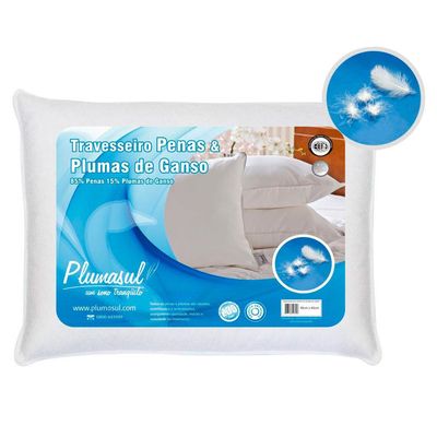 Travesseiro Plumasul Penas e Plumas de Ganso 233 fios 45 x 65 cm Branco Branco