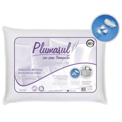 Travesseiro Plumasul 90 Penas e 10 Plumas de Ganso Percal 233 fios Branco