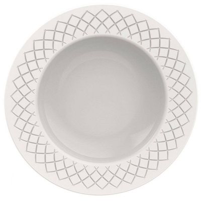 Conjunto com 12 Pratos Tramontina Ingrid em Porcelana Branco