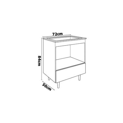 Balcão para Cooktop 4 Bocas Poliman Alecrim com Nicho para Micro-ondas e 1 Gaveta Branco