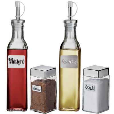 Galheteiro Euro Home Label com Suporte 4 Peças Inox