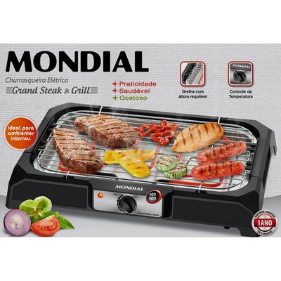 Churrasqueira Elétrica Mondial Grand Steak e Grill CH-05 com Controle de Temperatura Preto / 110V