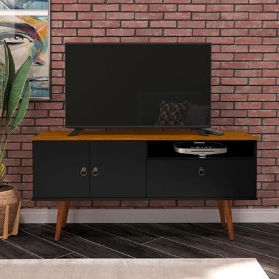 Rack Patrimar Brito Para TV Até 46 Polegadas Preto com Cedro