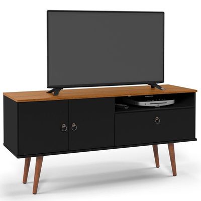 Rack Patrimar Brito Para TV Até 46 Polegadas Preto com Cedro