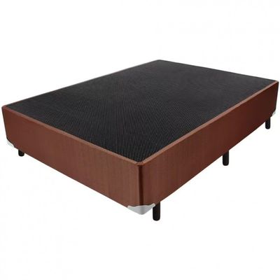 Cama Box de Casal Luckspuma Sevilla Plus com Molas Ensacadas e Pillow Top Duplo 66x138x188cm Rústico Marrom/Branco
