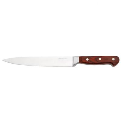 Conjunto Faca e Garfo Trinchante Fracalanza Hanzo Wood 2 Peças Inox com Marrom
