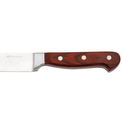 Conjunto Faca e Garfo Trinchante Fracalanza Hanzo Wood 2 Peças Inox com Marrom