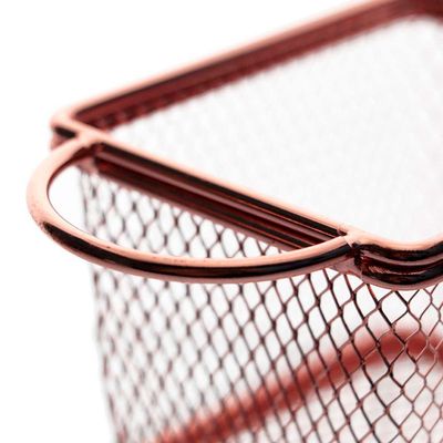 Mini Cesta Retangular Dynasty em Aço Inox com Molheira Rosa