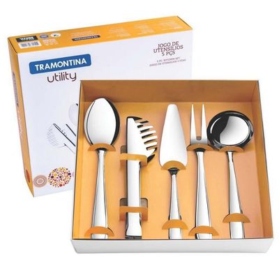 Conjunto de Utensílios Tramontina em Inox 5 Peças Inox