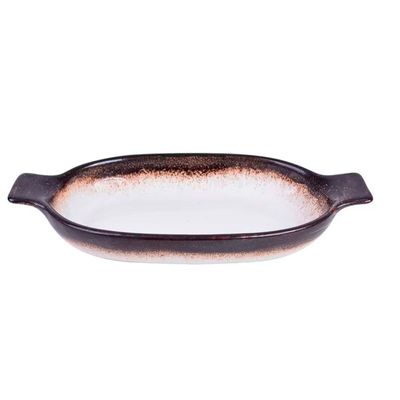 Travessa Oval com Alça L`Hermitage em Cerâmica - 24 cm Branco