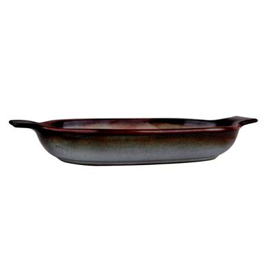 Travessa Oval com Alça L`Hermitage em Cerâmica - 24 cm Branco