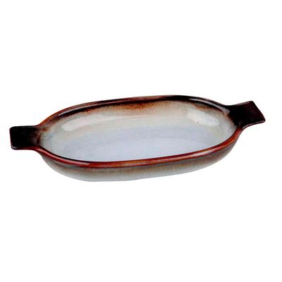 Travessa Oval com Alça L`Hermitage em Cerâmica - 24 cm Branco