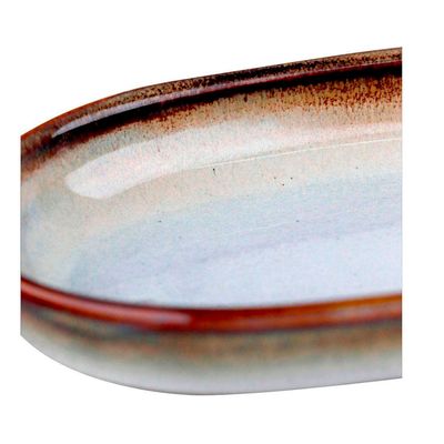 Travessa Oval com Alça L`Hermitage em Cerâmica - 24 cm Branco