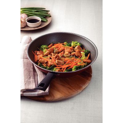 Panela Wok Tramontina Loreto com Revestimento Interno e Externo Antiaderente Starflon Max 28 cm Vermelho