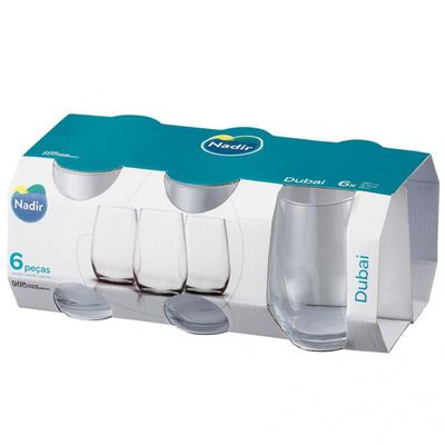 Conjunto de Copos Nadir Dubai 480 ml 6 Peças Transparente