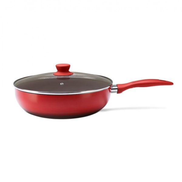 Panela Wok com Tampa Brinox Ceramic Life Smart 4789/137 28 cm Vermelho