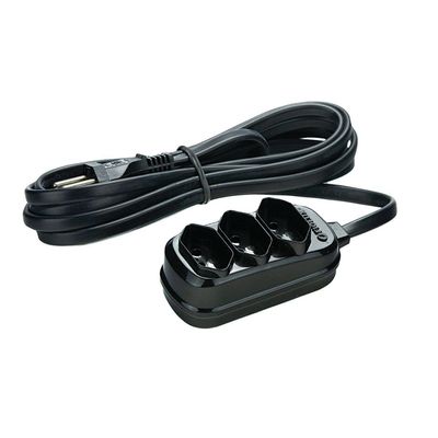 Extensão 2m 3 Tomadas Tripolar Fiolux Preta