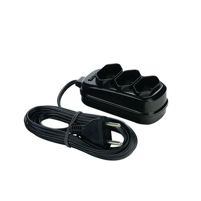 Extensão 2m 3 Tomadas Bipolar Fiolux Preta