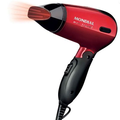Secador de Cabelos Mondial Max Travel SC-10 1200W Preto com Vermelho / Bivolt