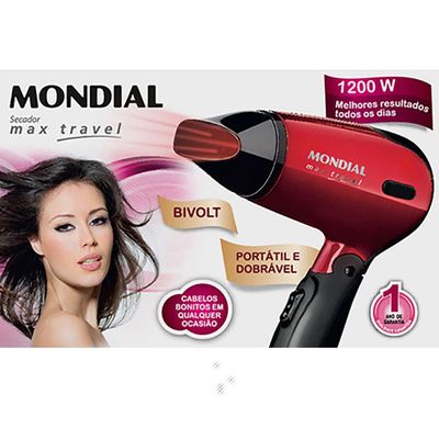 Secador de Cabelos Mondial Max Travel SC-10 1200W Preto com Vermelho / Bivolt