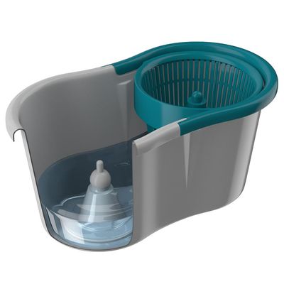Mop Giratório FlashLimp Fit MOP5010 com Balde, Cabo Telescópico e Refil Cinza com Verde