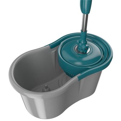Mop Giratório FlashLimp Fit MOP5010 com Balde, Cabo Telescópico e Refil Cinza com Verde