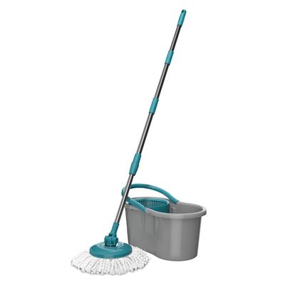 Mop Giratório FlashLimp Fit MOP5010 com Balde, Cabo Telescópico e Refil Cinza com Verde