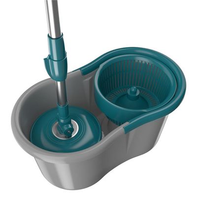 Mop Giratório FlashLimp Fit MOP5010 com Balde, Cabo Telescópico e Refil Cinza com Verde