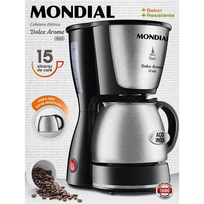 Cafeteira Elétrica Mondial Dolce Arome Thermo Inox C-34 15 Xícaras Preto com Inox / 220V