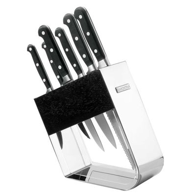 Conjunto de Facas Tramontina Century 7 Peças com Cepo Preto/Inox/Transparente