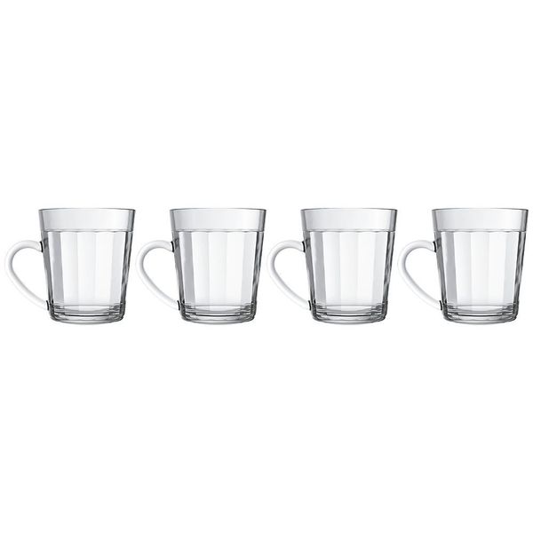 Conjunto de Canecas Copo Americano em Vidro 270 ml 4 Peças Transparente