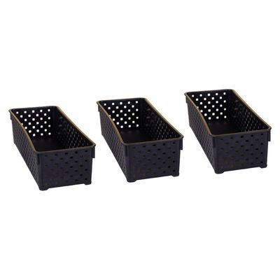 Conjunto 3 Cestos Organizadores 1.2L Mosaico Dasplast 1212 Preta