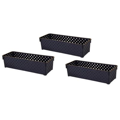 Conjunto 3 Cestos Organizadores 1.2L Mosaico Dasplast 1212 Preta