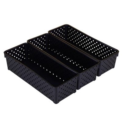 Conjunto 3 Cestos Organizadores 1.2L Mosaico Dasplast 1212 Preta