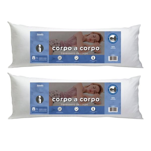 Travesseiro Sonolin Corpo a Corpo 135x50cm - 2 Unidades Branco
