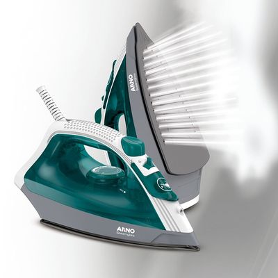 Ferro de Passar a Vapor Base Antiaderente com Spray Arno Steamgliss FSGP 1200W Branco com Verde / 220V
