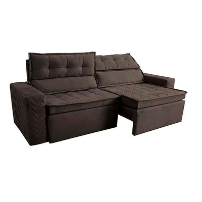 Sofá 3 Lugares Cama inBox Belém Retrátil/Reclinável com 200 cm de Largura e Revestido em Suede Velusoft Café