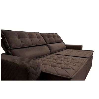 Sofá 3 Lugares Cama inBox Belém Retrátil/Reclinável com 200 cm de Largura e Revestido em Suede Velusoft Café