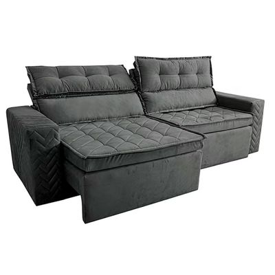 Sofá 3 Lugares Cama inBox Belém Retrátil/Reclinável com 200 cm de Largura e Revestido em Suede Velusoft Cinza