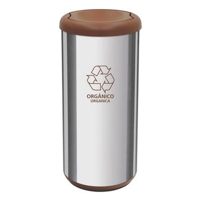 Lixeira Cápsula Tramontina com Tampa Basculante Selecta Plus 94539/203 Inox com Marrom